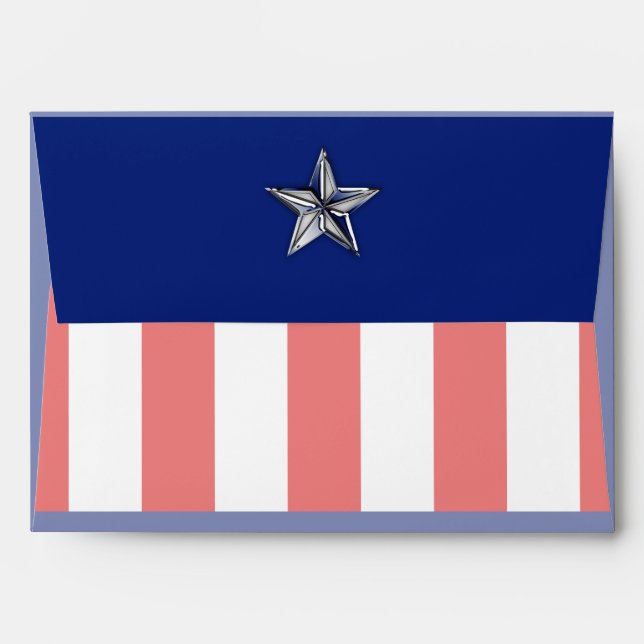 Enveloppe Chrome Comme Silver Star Festive Couleurs patrioti (Dos (Haut rabat))