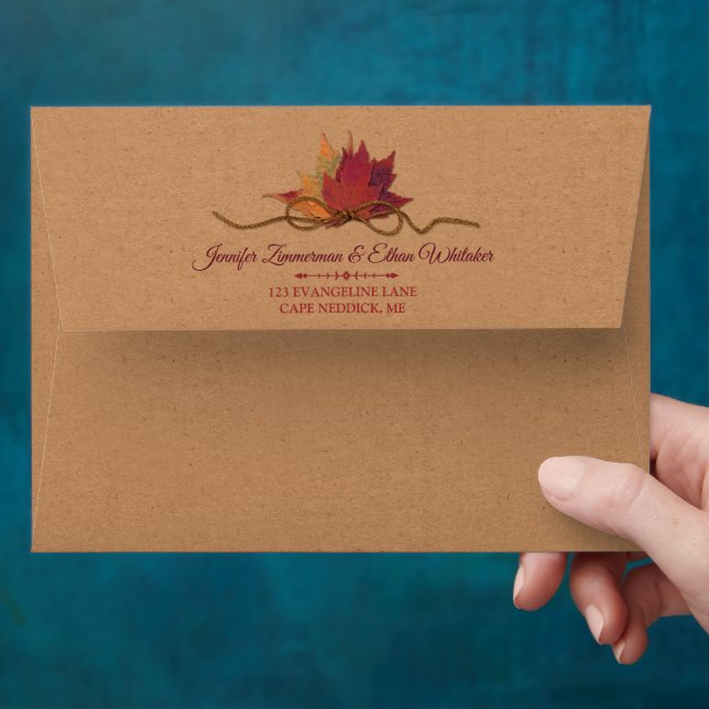 Enveloppe Chute d'amour, Feuilles d'automne Faire-part de ma (Hand)