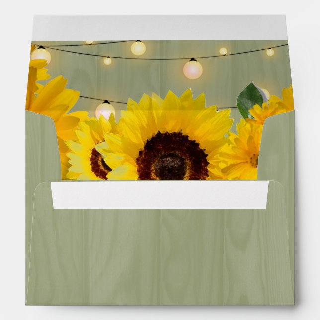 Enveloppe Chute Sunflowers Sage Bois Chaîne De Lumières Mari (Dos (Bas))