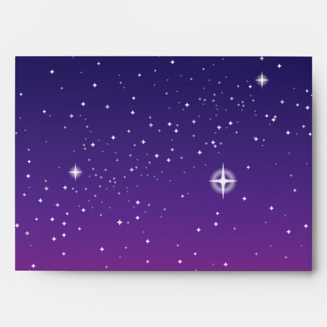 Enveloppe Ciel nocturne étoilé violet foncé (Devant)