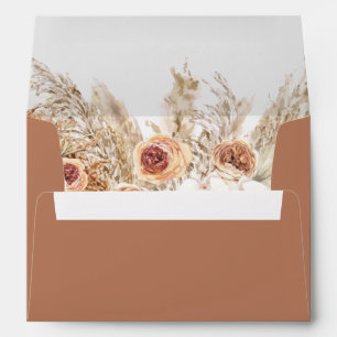 Enveloppe CIERA Boho Terracotta Orange Floral Pampas Grandes