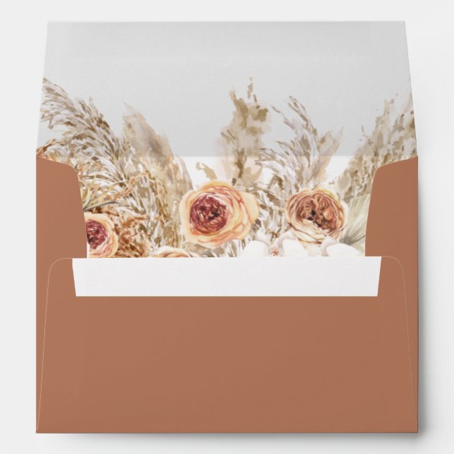Enveloppe CIERA Boho Terracotta Orange Floral Pampas Grandes (Dos (Bas))