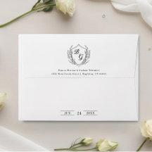 Cimetière mariage monogramme classique noir et bla