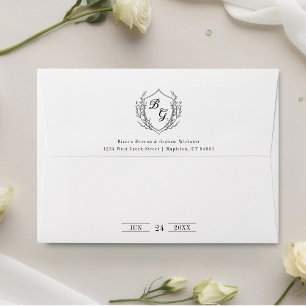 Enveloppe Cimetière mariage monogramme classique noir et bla