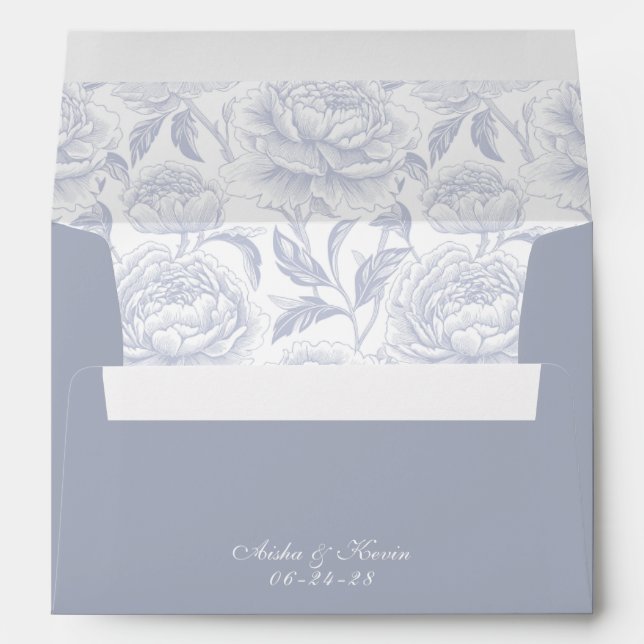 Enveloppe Cimier Monogramme Dusty Blue Script (Dos (Bas))