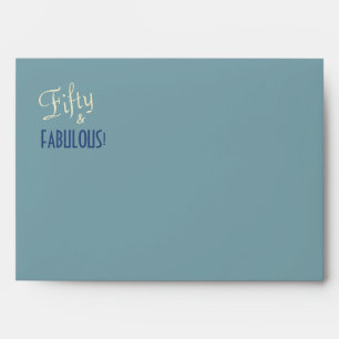 Enveloppe Cinquante et FABULEUX Bleu Vert Adresse de retour 