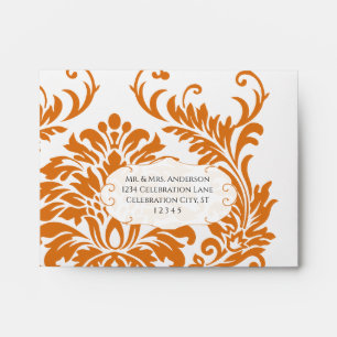 Enveloppe Cire d'abeille Élégant Antique Corail Orange Damas