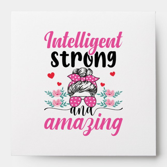 Enveloppe Citation féminine intelligente, forte et Extraordi (Devant)