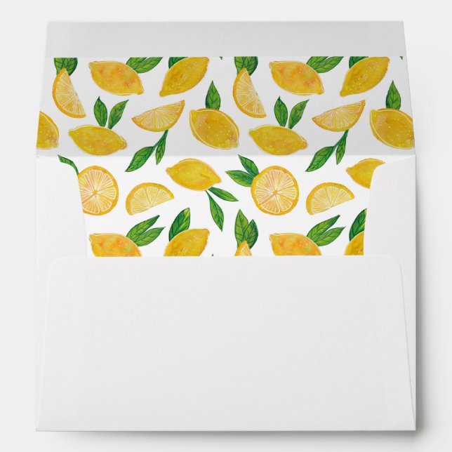 Enveloppe Citron motif d'agrumes d'été (Dos (Bas))