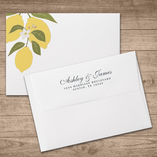 Enveloppe Citron Thème Mariage Adresse de retour (Créateur téléchargé)