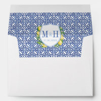 Citrons Amalfi Carreaux Bleus Monogramme Adresse d
