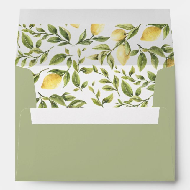 Enveloppe Citrons et FEUILLE Sage Mariage préimprimé (Dos (Bas))
