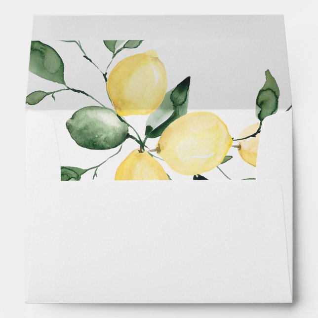 Enveloppe Citrons Faire-part de mariage de fruits d'été jaun (Dos (Bas))