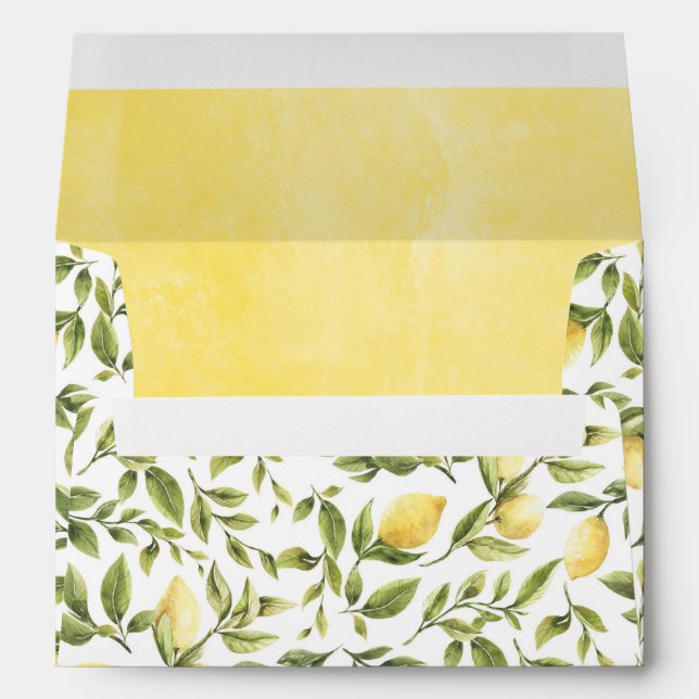 Enveloppe Citrons Vert Aquarelle Jaune Vert (Dos (Bas))