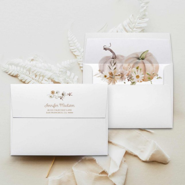 Enveloppe Citrouille d'automne Baby shower floral (Fall Boho Pumpkin Baby Shower Envelope)