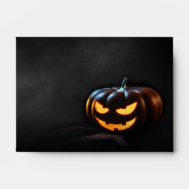Enveloppe Citrouille d'Halloween Jack-O-Lantern Éffrayant (Devant)