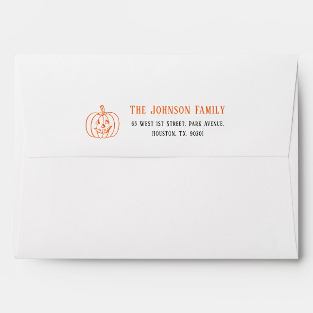 Enveloppe Citrouille éffrayant Halloween Invitation Adresse  (Dos (Haut rabat))