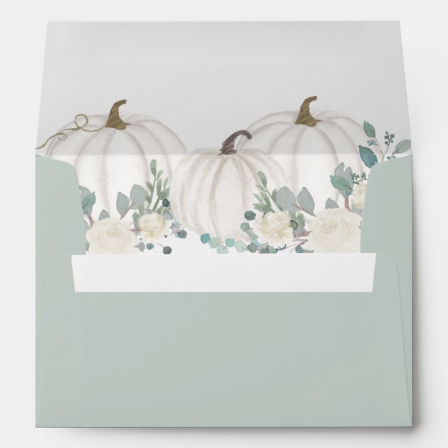 Enveloppe Citrouille Floral Baby shower Sage Green (Dos (Bas))