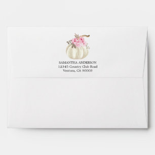 Enveloppe Citrouille floral rose Baby shower