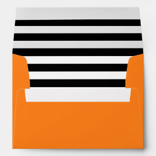 Enveloppe Citrouille Orange   Liner rayé noir et blanc