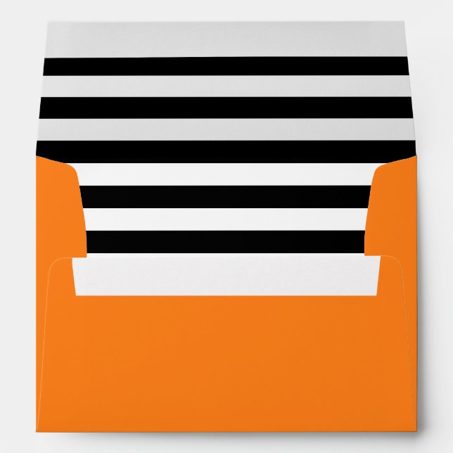 Enveloppe Citrouille Orange | Liner rayé noir et blanc (Dos (Bas))