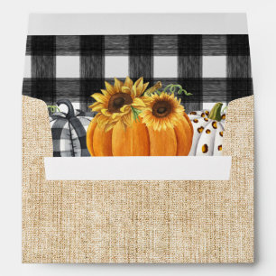 Enveloppe Citrouilles rustiques d'automne Toile de jute et c
