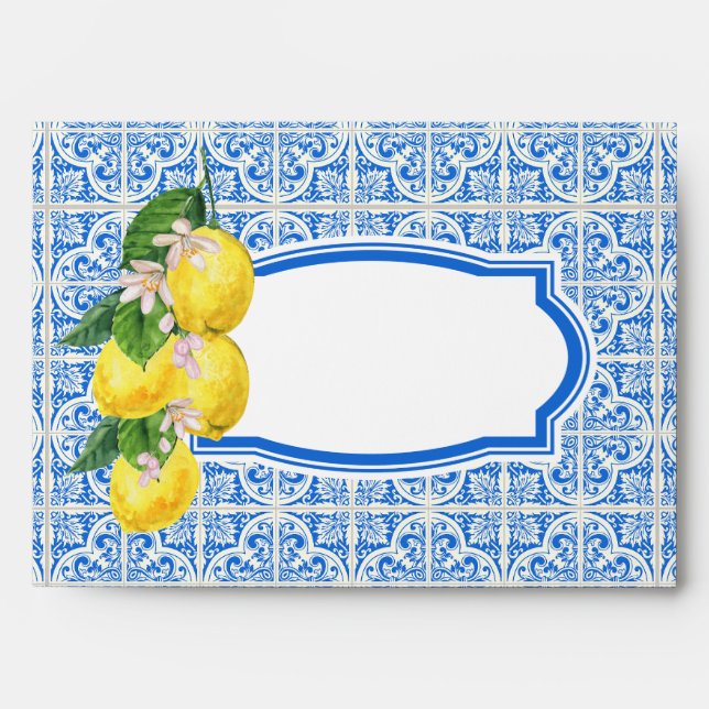 Enveloppe Citrus bleu méditerranéen Citrus Lemon Adresse de  (Devant)