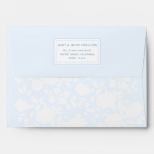 Enveloppe Clair Bleu Blanc Floral Élégant Adresse Personna