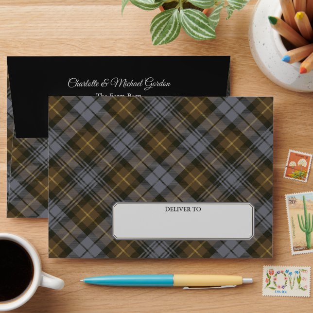 Enveloppe Clan Gordon Tartan Patiné (Desk)