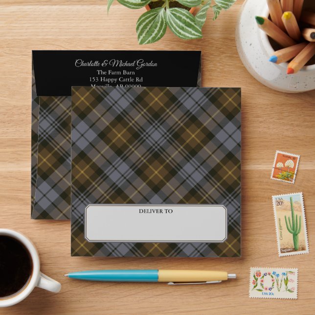 Enveloppe Clan Gordon Tartan Patiné (Desk)