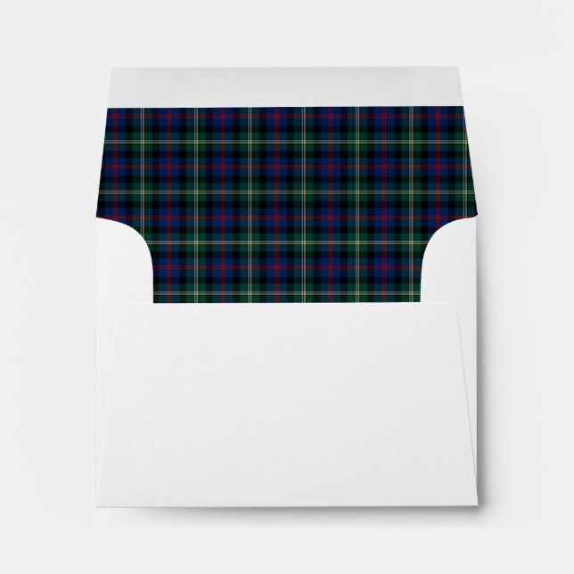 Enveloppe Clan Malcolm Tartan bleu foncé et vert plaid (Dos (Bas))