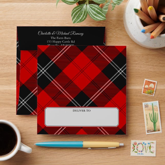 Enveloppe Clan Ramsay Red Tartan (Desk)