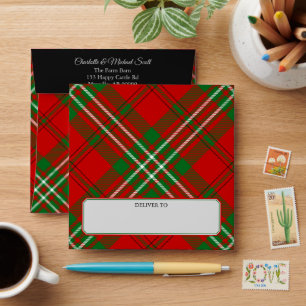 Enveloppe Clan Scott Red Tartan