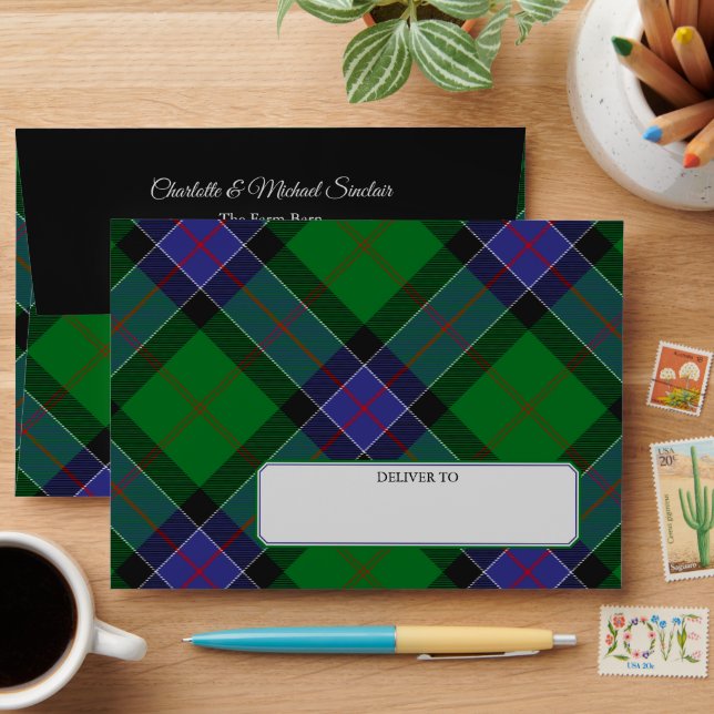Enveloppe Clan Sinclair Chasse Tartan (Desk)