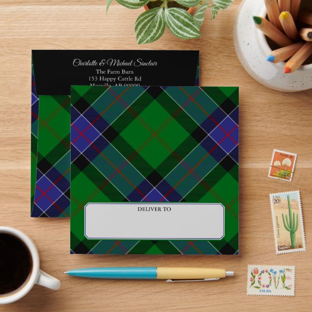 Enveloppe Clan Sinclair Chasse Tartan (Desk)