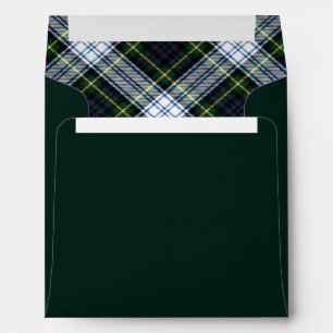 Enveloppe Clan vert rustique plaid Gordon Tartan