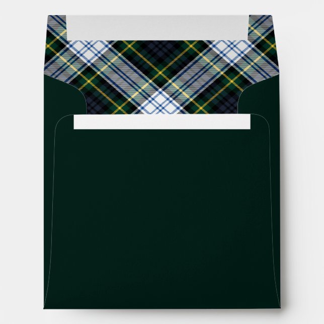 Enveloppe Clan vert rustique plaid Gordon Tartan (Dos (Bas))