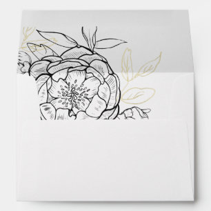 Enveloppe Classic Black & Gold Peony Faire-part de mariage