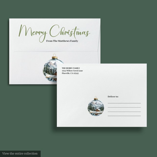 Enveloppe Classic Boho Watercolor Christmas Scene Mailer (Classic Boho Watercolor Christmas Scene Mailer)