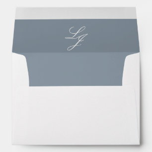 Enveloppe Classic Dusty Blue Script Monogramme Adresse de re