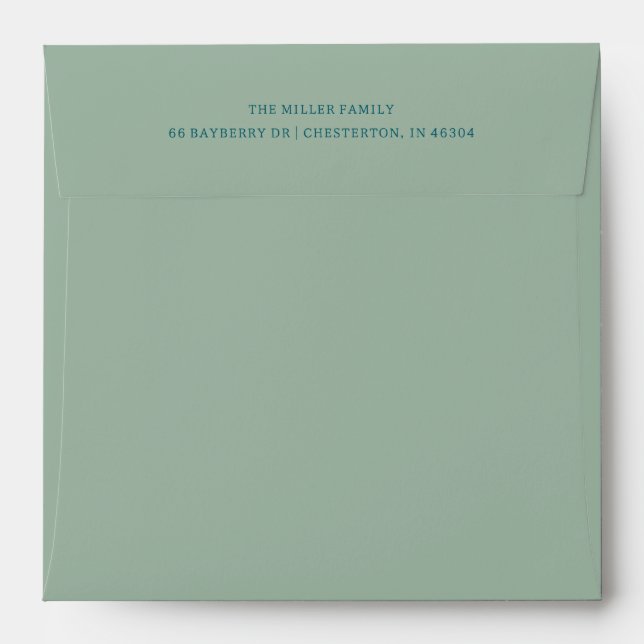Enveloppe Classic Dusty Green à deux lignes Adresse de retou (Dos (Haut rabat))
