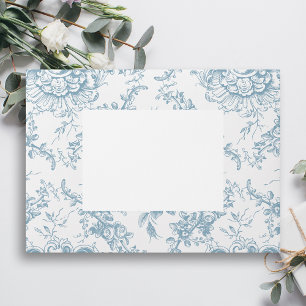 Enveloppe Classic Elegant Bleu et Blanc Floral Toile