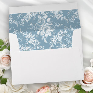 Enveloppe Classic Elegant Bleu et Blanc Floral Toile