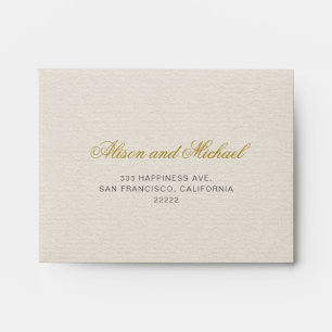 Enveloppe Classic Elegant Gold Script Mariage Adresse de ret