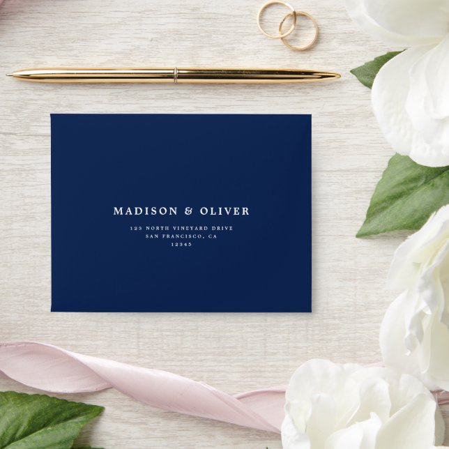 Enveloppe Classic Elegant Marine Blue Mariage Réponse RSVP (Wedding)