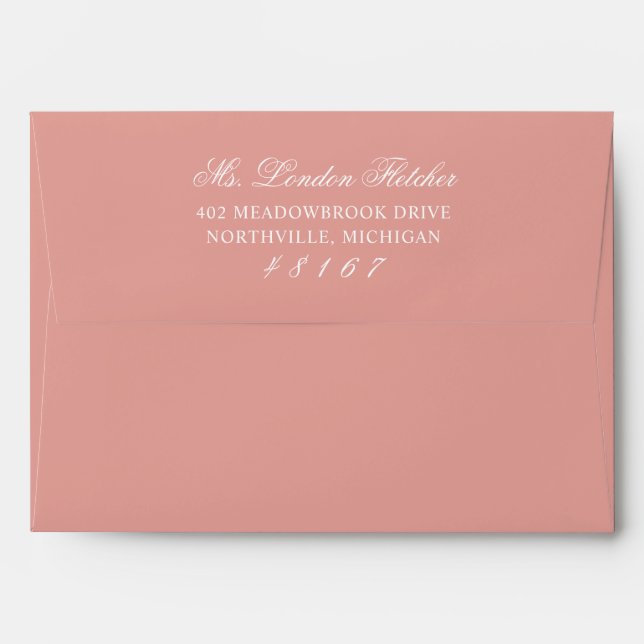 Enveloppe Classic Elegant Rose Gold Mariage Mailing (Dos (Haut rabat))