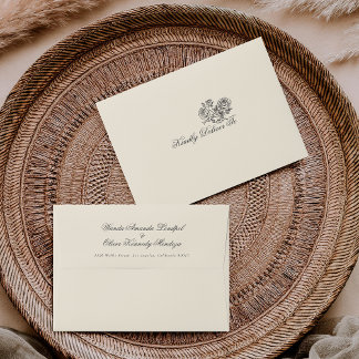 Enveloppe Classic Formal Floral Beige Charcoal Wedding