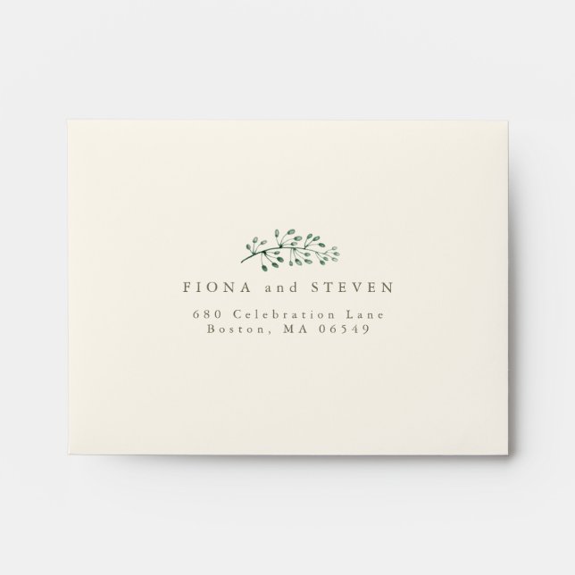 Enveloppe Classic Greenery RSVP Adresse Eggshell (Devant)