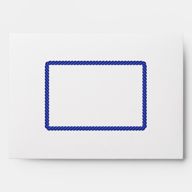 Enveloppe Classic Mariage Blanc Bleu corde Aquarelle Bande (Devant)
