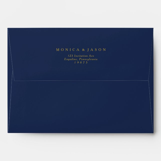 Enveloppe Classic Minimal Marine Bleu Faire-part de mariage  (Dos (Haut rabat))